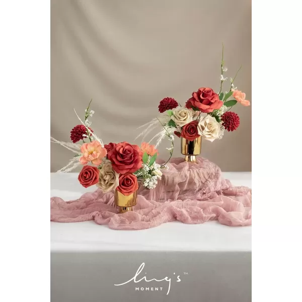 imageLings Moment Terracotta Artificial Flowers Greenery Deluxe Box Set Burnt Orange Fake Flower for DIY Wedding Bridal Bouquet Centerpieces Decor Floral Arrangement Decor etcBlood Orange  Tawny Beige