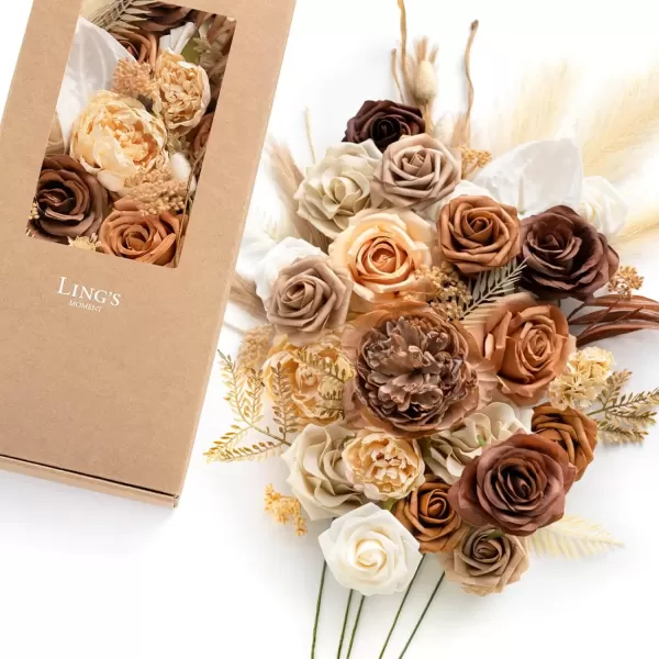 imageLings Moment Terracotta Artificial Flowers Greenery Deluxe Box Set Burnt Orange Fake Flower for DIY Wedding Bridal Bouquet Centerpieces Decor Floral Arrangement Decor etcBoho  Sepia