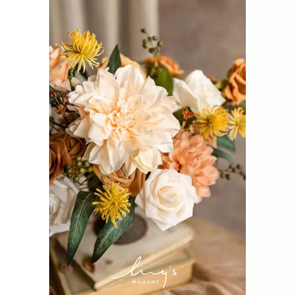 imageLings Moment Terracotta Artificial Flowers Greenery Deluxe Box Set Burnt Orange Fake Flower for DIY Wedding Bridal Bouquet Centerpieces Decor Floral Arrangement Decor etcCream  Apricot