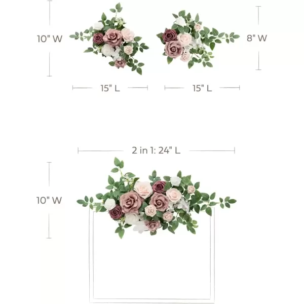 imageLings Moment 2pcs Fall Wedding Artificial Floral Swag Welcome Sign Flowers Backdrop Garland Navy ampamp Burnt Orange for Ceremony Reception Door Wall Home Decorations Entryway Outdoor Board Table DecorDusty Rose  Cream