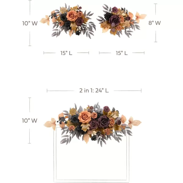 imageLings Moment 2pcs Fall Wedding Artificial Floral Swag Welcome Sign Flowers Backdrop Garland Navy ampamp Burnt Orange for Ceremony Reception Door Wall Home Decorations Entryway Outdoor Board Table DecorBlack  Pumpkin Orange