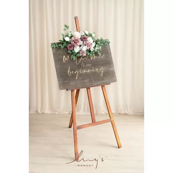 imageLings Moment 2pcs Fall Wedding Artificial Floral Swag Welcome Sign Flowers Backdrop Garland Navy ampamp Burnt Orange for Ceremony Reception Door Wall Home Decorations Entryway Outdoor Board Table DecorDusty Rose  Cream