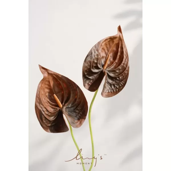 imageLings Moment Anthurium Artificial Flowers 8pcs Faux Anthurium Stems PU Foam Greenery Plant for DIY Wedding Bouquets Centerpieces Arrangements Bridal Shower Party Home Decorations Navy BlueBrown