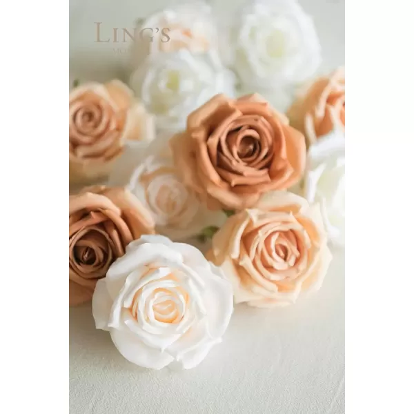 imageLings Moment Artificial Flowers 16pcs Burnt Orange Silk Roses Real Looking 35quot Fake Terracotta Roses Bulk with Stems for DIY Fall Wedding Bouquets Centerpieces Party Baby Shower Home DecorationIvory  Cream  French Orange  Burnt Orange