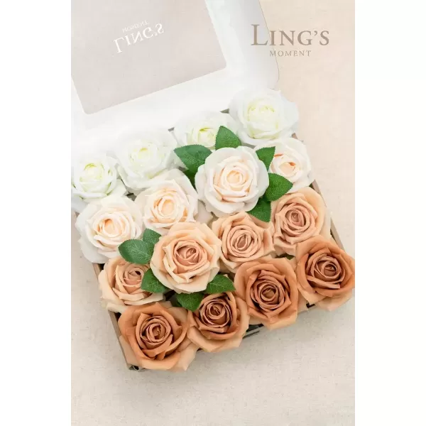 imageLings Moment Artificial Flowers 16pcs Burnt Orange Silk Roses Real Looking 35quot Fake Terracotta Roses Bulk with Stems for DIY Fall Wedding Bouquets Centerpieces Party Baby Shower Home DecorationIvory  Cream  French Orange  Burnt Orange