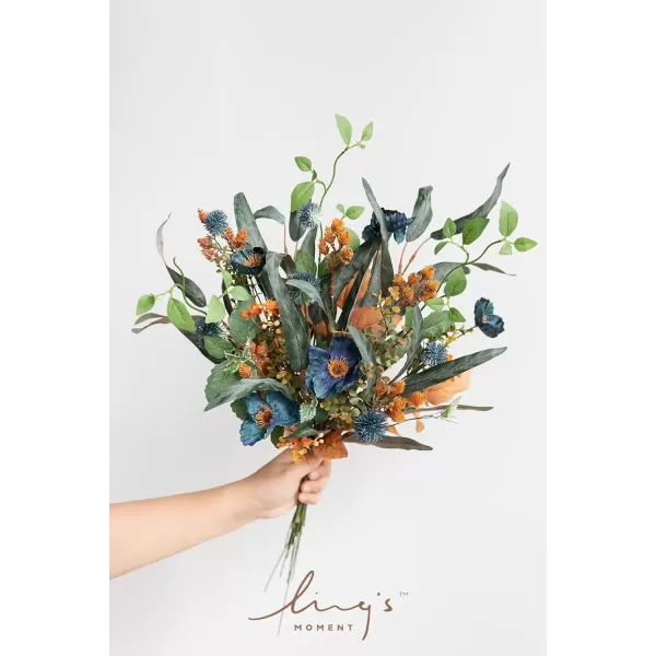 imageLings Moment Artificial Greenery Stems Box Set 35pcs with 7 Kinds of Faux Flowers Picks for DIY Bridal Bouquets Wedding Floral Arrangement Table Centerpieces Moody BurgundyTeal  Burnt Orange