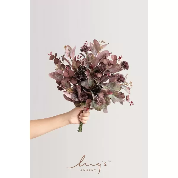 imageLings Moment Artificial Greenery Stems Box Set 35pcs with 7 Kinds of Faux Flowers Picks for DIY Bridal Bouquets Wedding Floral Arrangement Table Centerpieces Moody BurgundyPurple  Burgundy