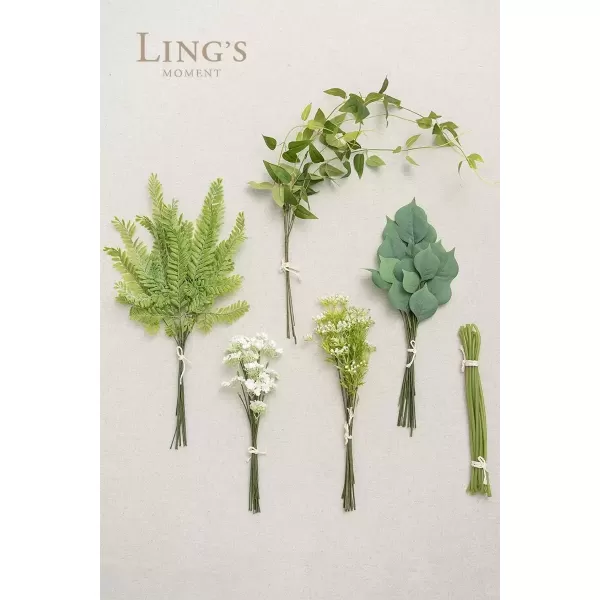 imageLings Moment Artificial Greenery Stems Box Set 35pcs with 7 Kinds of Faux Flowers Picks for DIY Bridal Bouquets Wedding Floral Arrangement Table Centerpieces Moody BurgundyLight Green  White