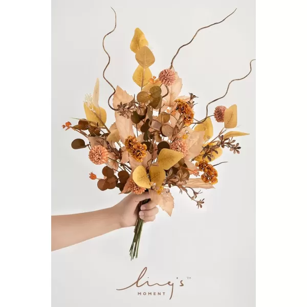 imageLings Moment Artificial Greenery Stems Box Set 35pcs with 7 Kinds of Faux Flowers Picks for DIY Bridal Bouquets Wedding Floral Arrangement Table Centerpieces Moody BurgundyBrown  Orange