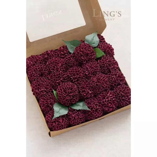 imageLings Moment Flowers 25quot Dahlia Artificial Flowers 25pcs Burgundy Flowers Faux Fake Flowers wStem for DIY Wedding Decor Centerpieces Arrangements Bouquets Bridal Shower Home DecorationsBurgundyfoam