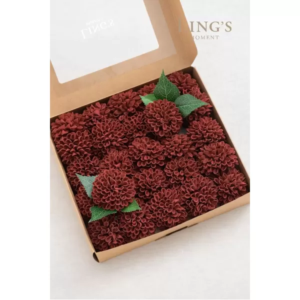 imageLings Moment Flowers 25quot Dahlia Artificial Flowers 25pcs Burgundy Flowers Faux Fake Flowers wStem for DIY Wedding Decor Centerpieces Arrangements Bouquets Bridal Shower Home DecorationsAmberfoam