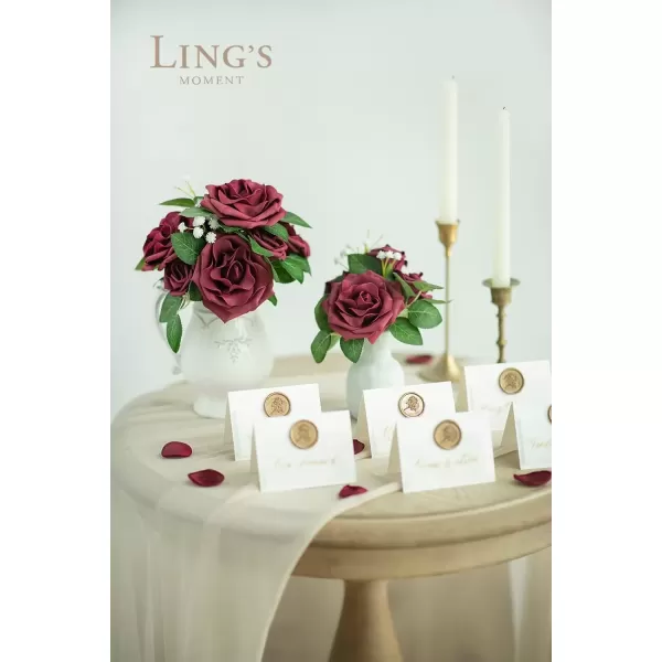 imageLings Moment Flowers Avalanche Rose 16pcs Burgundy Flowers 25quot ampamp 35quot Mixed Foam Fake Flowers with StemBurgundy