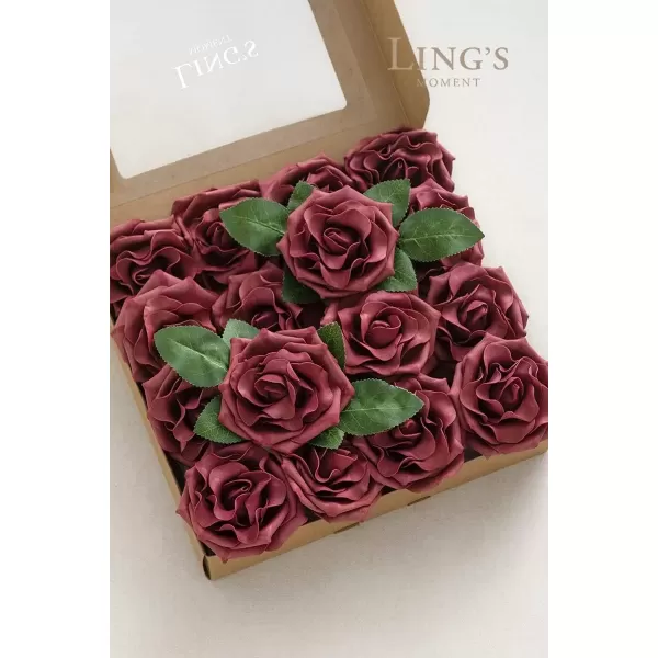 imageLings Moment Flowers Avalanche Rose 16pcs Burgundy Flowers 25quot ampamp 35quot Mixed Foam Fake Flowers with StemBurgundy