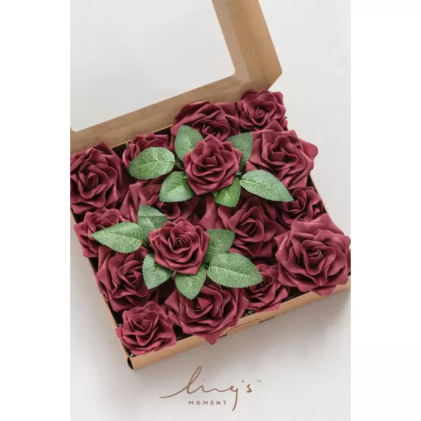 imageLings Moment Flowers Avalanche Rose 16pcs Burgundy Flowers 25quot ampamp 35quot Mixed Foam Fake Flowers with StemBurgundy