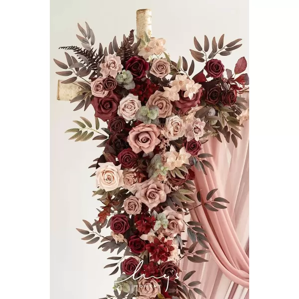 imageLings Moment Flowers Avalanche Rose 16pcs Burgundy Flowers 25quot ampamp 35quot Mixed Foam Fake Flowers with StemBurgundy