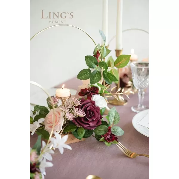 imageLings Moment Flowers Avalanche Rose 16pcs Burgundy Flowers 25quot ampamp 35quot Mixed Foam Fake Flowers with StemBurgundy