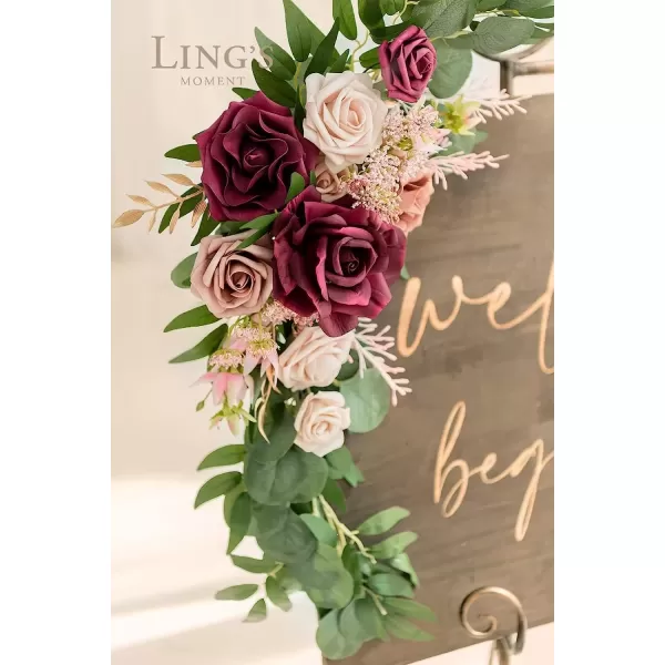 imageLings Moment Flowers Avalanche Rose 16pcs Burgundy Flowers 25quot ampamp 35quot Mixed Foam Fake Flowers with StemBurgundy