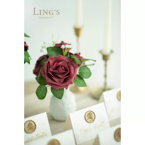 imageLings Moment Flowers Avalanche Rose 16pcs Burgundy Flowers 25quot ampamp 35quot Mixed Foam Fake Flowers with StemBurgundy