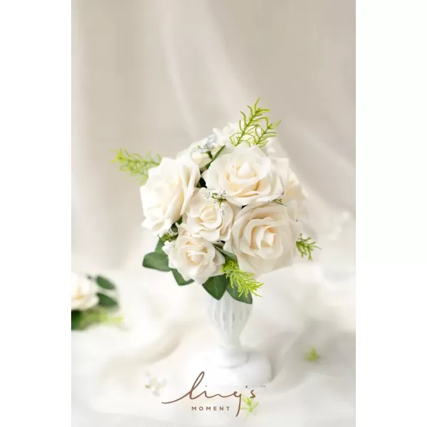 imageLings Moment Flowers Avalanche Rose 16pcs Burgundy Flowers 25quot ampamp 35quot Mixed Foam Fake Flowers with StemCream