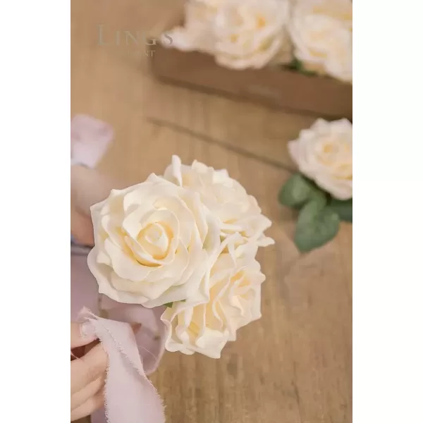 imageLings Moment Flowers Avalanche Rose 16pcs Burgundy Flowers 25quot ampamp 35quot Mixed Foam Fake Flowers with StemCream