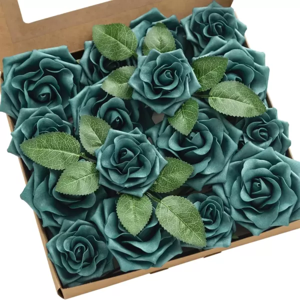 imageLings Moment Flowers Avalanche Rose 16pcs Burgundy Flowers 25quot ampamp 35quot Mixed Foam Fake Flowers with StemDark Teal