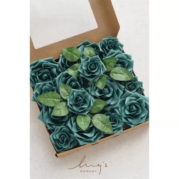 imageLings Moment Flowers Avalanche Rose 16pcs Burgundy Flowers 25quot ampamp 35quot Mixed Foam Fake Flowers with StemDark Teal