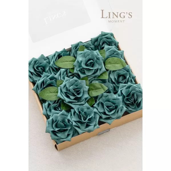 imageLings Moment Flowers Avalanche Rose 16pcs Burgundy Flowers 25quot ampamp 35quot Mixed Foam Fake Flowers with StemDark Teal