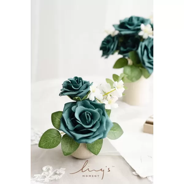 imageLings Moment Flowers Avalanche Rose 16pcs Burgundy Flowers 25quot ampamp 35quot Mixed Foam Fake Flowers with StemDark Teal