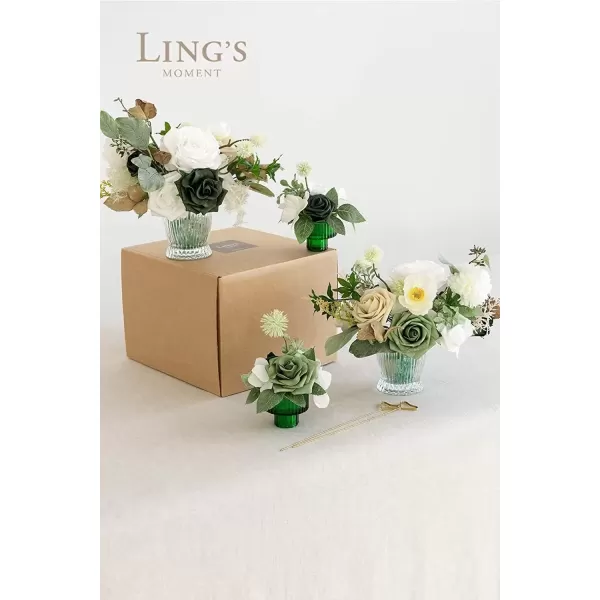 imageLings Moment Flowers Avalanche Rose 16pcs Burgundy Flowers 25quot ampamp 35quot Mixed Foam Fake Flowers with StemElf Green