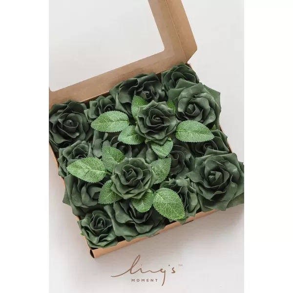 imageLings Moment Flowers Avalanche Rose 16pcs Burgundy Flowers 25quot ampamp 35quot Mixed Foam Fake Flowers with StemEmerald Green