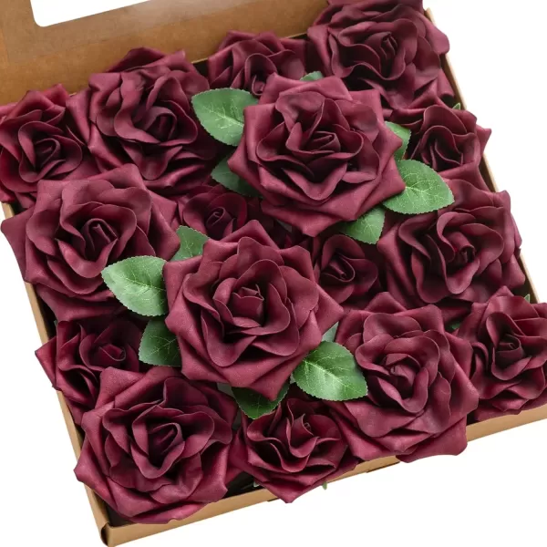 imageLings Moment Flowers Avalanche Rose 16pcs Burgundy Flowers 25quot ampamp 35quot Mixed Foam Fake Flowers with StemMarsala