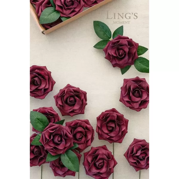 imageLings Moment Flowers Avalanche Rose 16pcs Burgundy Flowers 25quot ampamp 35quot Mixed Foam Fake Flowers with StemMarsala