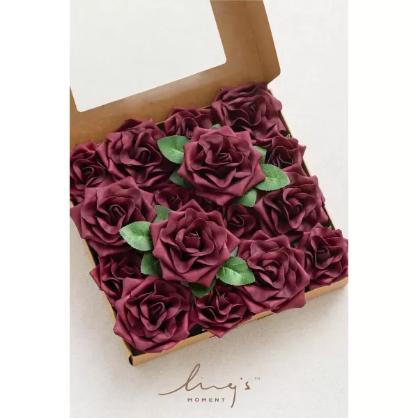 imageLings Moment Flowers Avalanche Rose 16pcs Burgundy Flowers 25quot ampamp 35quot Mixed Foam Fake Flowers with StemMarsala