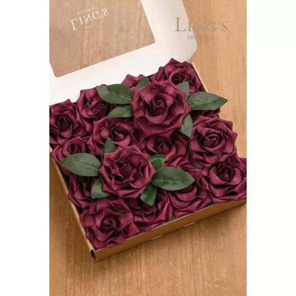 imageLings Moment Flowers Avalanche Rose 16pcs Burgundy Flowers 25quot ampamp 35quot Mixed Foam Fake Flowers with StemMarsala