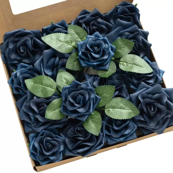 imageLings Moment Flowers Avalanche Rose 16pcs Burgundy Flowers 25quot ampamp 35quot Mixed Foam Fake Flowers with StemNavy Blue