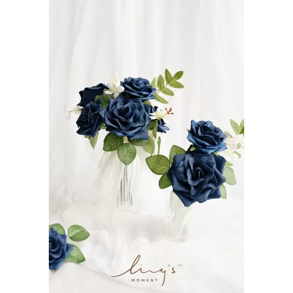 imageLings Moment Flowers Avalanche Rose 16pcs Burgundy Flowers 25quot ampamp 35quot Mixed Foam Fake Flowers with StemNavy Blue