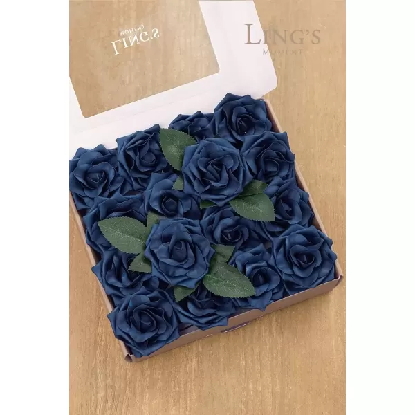 imageLings Moment Flowers Avalanche Rose 16pcs Burgundy Flowers 25quot ampamp 35quot Mixed Foam Fake Flowers with StemNavy Blue