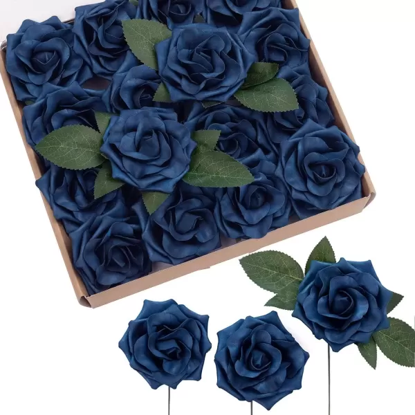 imageLings Moment Flowers Avalanche Rose 16pcs Burgundy Flowers 25quot ampamp 35quot Mixed Foam Fake Flowers with StemNavy Blue