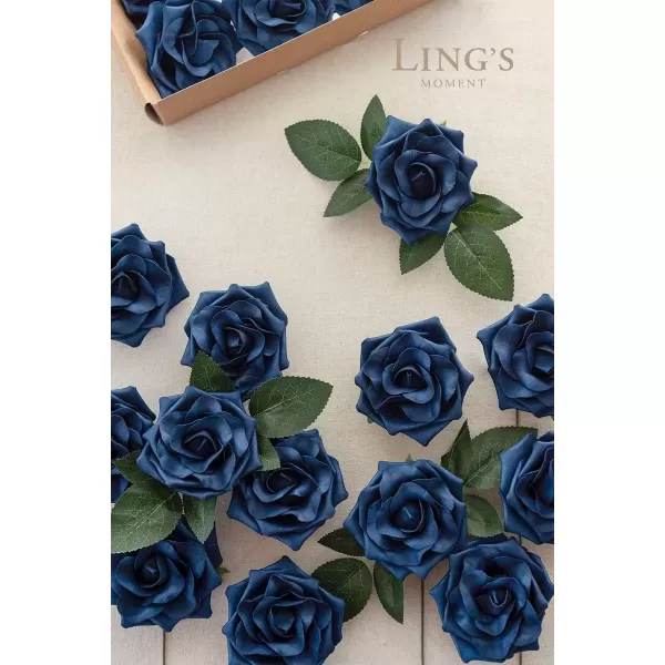 imageLings Moment Flowers Avalanche Rose 16pcs Burgundy Flowers 25quot ampamp 35quot Mixed Foam Fake Flowers with StemNavy Blue