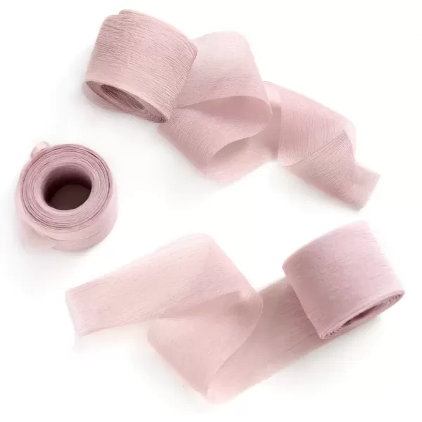 imageLings moment Chiffon Silk Ribbon67Yd Teal Craft Fabric Ribbon Colors Rolls for Gift Wrapping Wedding Floral Bouquets Party DecorationHandmade Frayed Ribbons for Baby Shower Holiday DecorDusty Rose  Cream