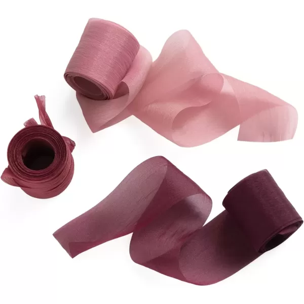 imageLings moment Chiffon Silk Ribbon67Yd Teal Craft Fabric Ribbon Colors Rolls for Gift Wrapping Wedding Floral Bouquets Party DecorationHandmade Frayed Ribbons for Baby Shower Holiday DecorWine Red