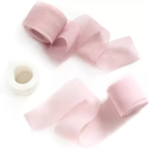 imageLings moment Chiffon Silk Ribbon67Yd Teal Craft Fabric Ribbon Colors Rolls for Gift Wrapping Wedding Floral Bouquets Party DecorationHandmade Frayed Ribbons for Baby Shower Holiday DecorDusty Rose  Blush