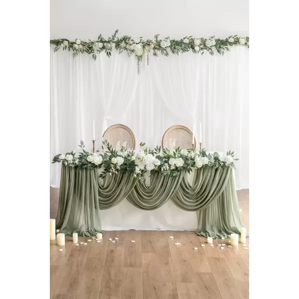 imageLings Moment 10ft x 10ft 2 Layer Ivory Chiffon Like Backdrop Curtains Cream White Sheer Fabric Beige Backdrop Drapes WrinkleFree Drapes for Baby Shower Wedding Arch Party Stage DecorationIvoryBrilliant White