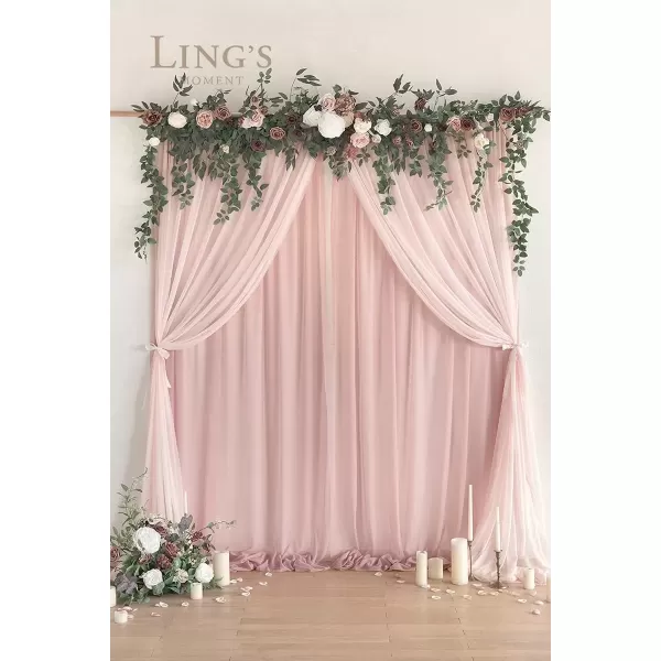 imageLings Moment 10ft x 10ft 2 Layer Ivory Chiffon Like Backdrop Curtains Cream White Sheer Fabric Beige Backdrop Drapes WrinkleFree Drapes for Baby Shower Wedding Arch Party Stage DecorationIvoryDusty Rose  Blush