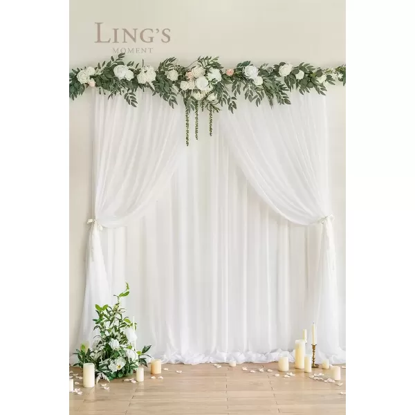 imageLings Moment 10ft x 10ft 2 Layer Ivory Chiffon Like Backdrop Curtains Cream White Sheer Fabric Beige Backdrop Drapes WrinkleFree Drapes for Baby Shower Wedding Arch Party Stage DecorationIvoryBrilliant White