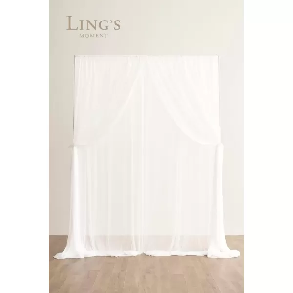 imageLings Moment 10ft x 10ft 2 Layer Ivory Chiffon Like Backdrop Curtains Cream White Sheer Fabric Beige Backdrop Drapes WrinkleFree Drapes for Baby Shower Wedding Arch Party Stage DecorationIvoryBrilliant White