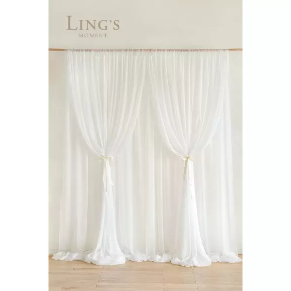 imageLings Moment 10ft x 10ft 2 Layer Ivory Chiffon Like Backdrop Curtains Cream White Sheer Fabric Beige Backdrop Drapes WrinkleFree Drapes for Baby Shower Wedding Arch Party Stage DecorationIvoryBrilliant White
