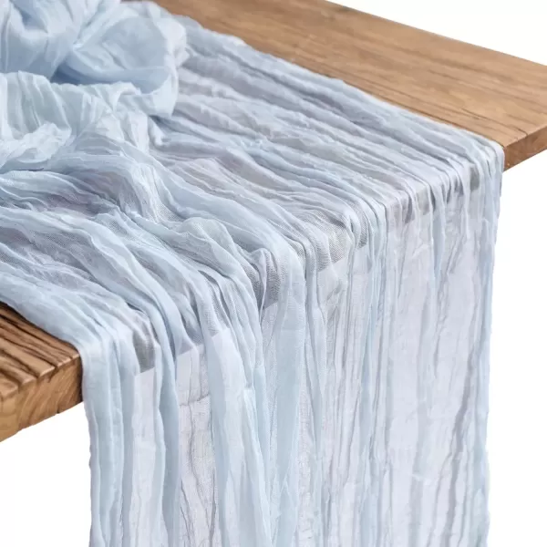 imageLings Moment 14Ft Ivory Cheesecloth Table Runner Beige Extra Long Gauze SemiSheer Cream White Table Runner Tablecloth for Wedding Party Bridal Shower Boho Table DecorDusty Blue