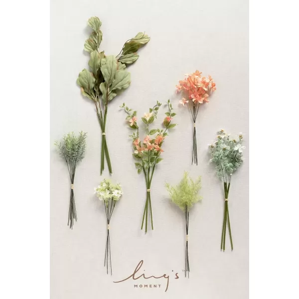 imageLings Moment Artificial Greenery Stems Box Set 28pcs with 6 Kinds of Faux Greenery Picks for DIY Bridal Bouquets Wedding Floral Arrangement Table Centerpieces Brown ampamp EmeraldBlush Garden