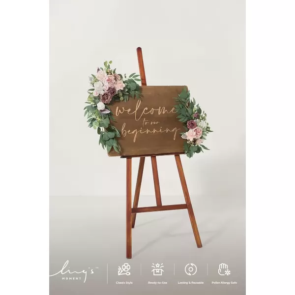 imageLings Moment Fall Wedding Artificial Flower Package Arch Flowers with Drapes KitPack of 5 2pcs Sign Flower Swag 8pcs Wedding Aisle Pew Flowers Flower Garlands Terracotta Set of 15Pkdusty Rose  Cream